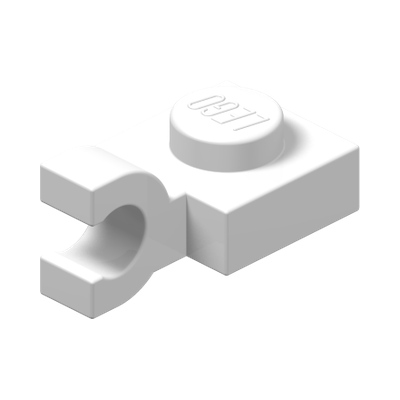 Plate, Modified 1 x 1 with U Clip (Horizontal Grip) · LEGO 601901 (réf. BrickLink 6019) · Couleur BrickLink : White