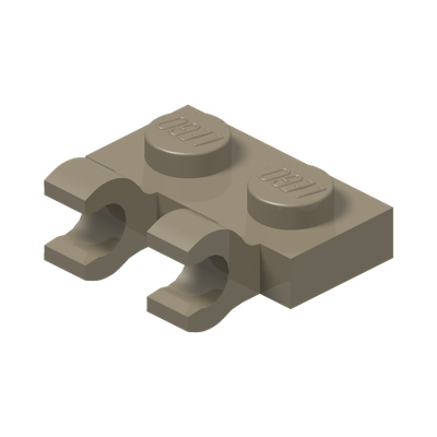 PLATE 1X2 W/HOLDER, VERTICAL · Sand Yellow (réf. BrickLink Dark Tan)