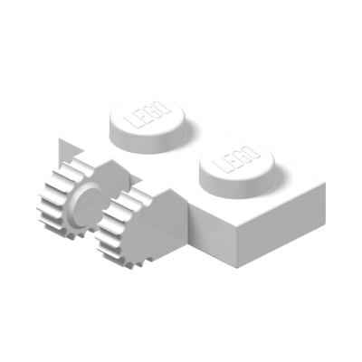 PLATE 1X2 W/FORK, VERTICAL · LEGO 6266201 (réf. BrickLink 60471) · White (réf. BrickLink White)