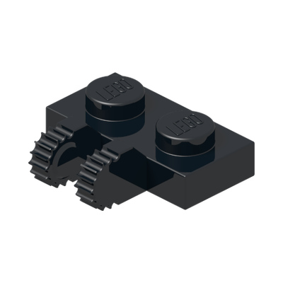 PLATE 1X2 W/FORK, VERTICAL · Black (réf. BrickLink Black)