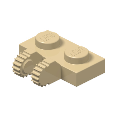PLATE 1X2 W/FORK, VERTICAL · Brick Yellow (réf. BrickLink Tan)