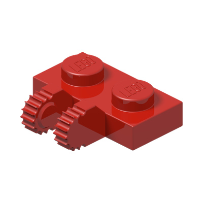 PLATE 1X2 W/FORK, VERTICAL · Bright Red (réf. BrickLink Red)