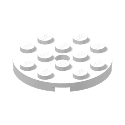 PLATE 4X4 ROUND W. SNAP · LEGO 4515347 (réf. BrickLink 60474) · White (réf. BrickLink White)