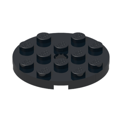 PLATE 4X4 ROUND W. SNAP · Black (réf. BrickLink Black)
