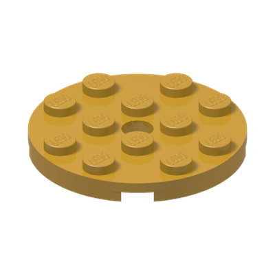 Plate, Round 4 x 4 with Hole · Couleur BrickLink : Pearl Gold
