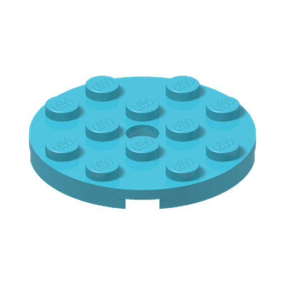 PLATE 4X4 ROUND W. SNAP · Medium Azur (réf. BrickLink Medium Azure)
