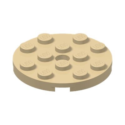 PLATE 4X4 ROUND W. SNAP · Brick Yellow (réf. BrickLink Tan)