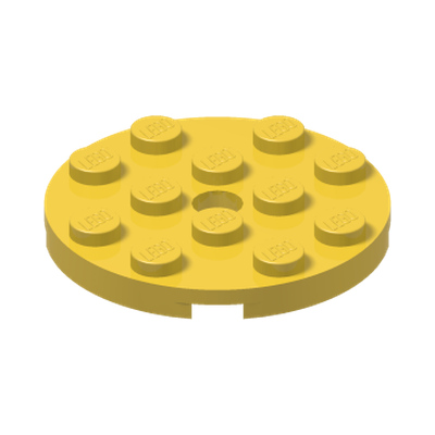 PLATE 4X4 ROUND W. SNAP · Bright Yellow (réf. BrickLink Yellow)