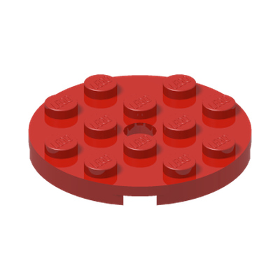 PLATE 4X4 ROUND W. SNAP · Bright Red (réf. BrickLink Red)