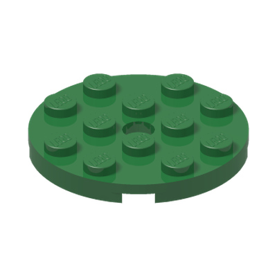 PLATE 4X4 ROUND W. SNAP · Dark Green (réf. BrickLink Green)
