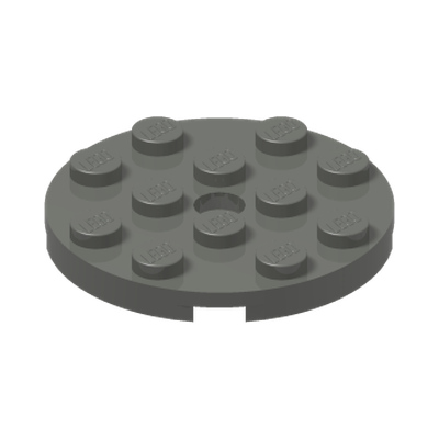 PLATE 4X4 ROUND W. SNAP · Dark Stone Grey (réf. BrickLink Dark Bluish Gray)
