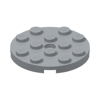 PLATE 4X4 ROUND W. SNAP · Medium Stone Grey (réf. BrickLink Light Bluish Gray)