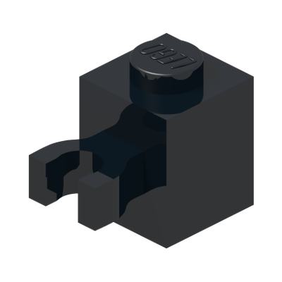Brick, Modified 1 x 1 with U Clip (Vertical Grip) - Solid Stud · Réf. BrickLink 60475a · Couleur BrickLink : Black