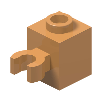 BRICK 1X1 W/HOLDER, H0RIZONTAL · Medium Nougat (réf. BrickLink Medium Nougat)