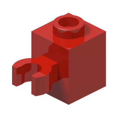 BRICK 1X1 W/HOLDER, H0RIZONTAL · Bright Red (réf. BrickLink Red)