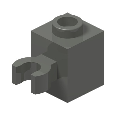 BRICK 1X1 W/HOLDER, H0RIZONTAL · Dark Stone Grey (réf. BrickLink Dark Bluish Gray)