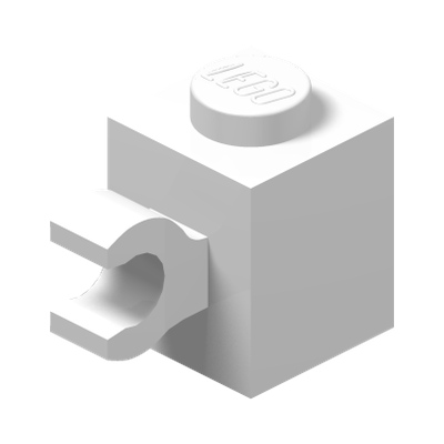 BRICK 1X1 W/ HOLDER, VERTICAL · LEGO 6320310 (réf. BrickLink 60476) · White (réf. BrickLink White)