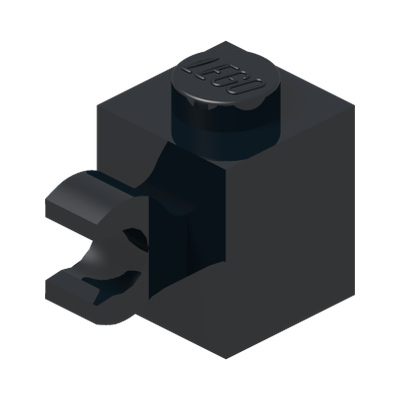 BRICK 1X1 W/ HOLDER, VERTICAL · Black (réf. BrickLink Black)