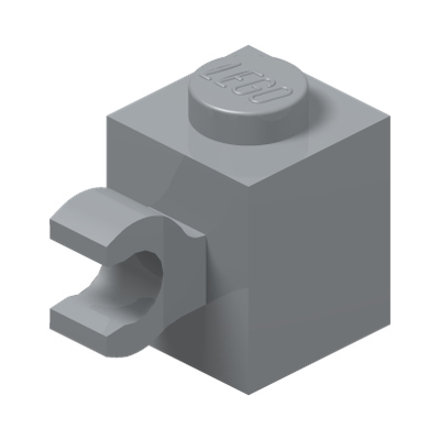 BRICK 1X1 W/ HOLDER, VERTICAL · Medium Stone Grey (réf. BrickLink Light Bluish Gray)