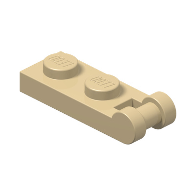 PLATE 1X2 W/SHAFT Ø3.2 · Brick Yellow (réf. BrickLink Tan)