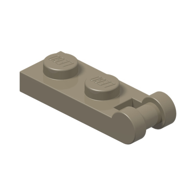 PLATE 1X2 W/SHAFT Ø3.2 · Sand Yellow (réf. BrickLink Dark Tan)