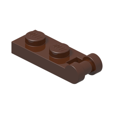 PLATE 1X2 W/SHAFT Ø3.2 · Reddish Brown (réf. BrickLink Reddish Brown)