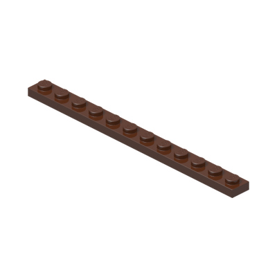 PLATE 1X12 · Reddish Brown (réf. BrickLink Reddish Brown)