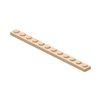 Plate 1 x 12 · Light Nougat (réf. BrickLink Light Nougat)
