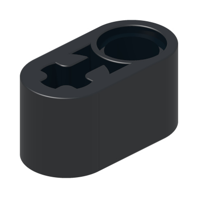 BEAM 1X2 W/CROSS AND HOLE · Black (réf. BrickLink Black)
