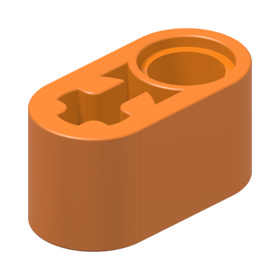 BEAM 1X2 W/CROSS AND HOLE · Bright Orange (réf. BrickLink Orange)