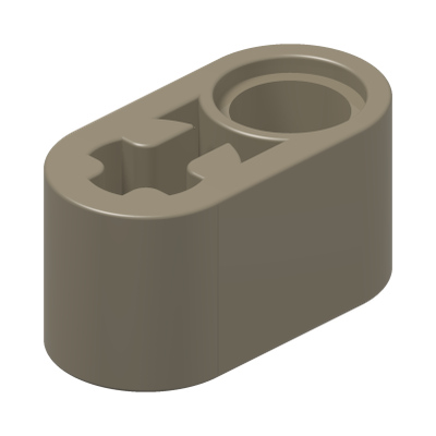 BEAM 1X2 W/CROSS AND HOLE · Sand Yellow (réf. BrickLink Dark Tan)
