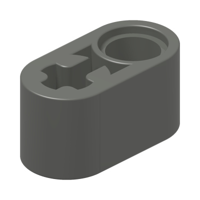 BEAM 1X2 W/CROSS AND HOLE · Dark Stone Grey (réf. BrickLink Dark Bluish Gray)