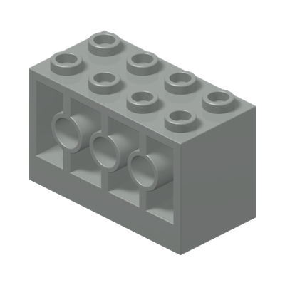 Brick, Modified 2 x 4 x 2 with Holes on Sides · LEGO 606102 (réf. BrickLink 6061) · Couleur BrickLink : Light Gray