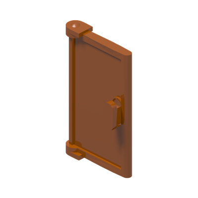 Door 1 x 2 x 3 with Vertical Handle, Mold for Tabless Frames · LEGO 6428822 (réf. BrickLink 60614) · Couleur BrickLink : Dark Orange