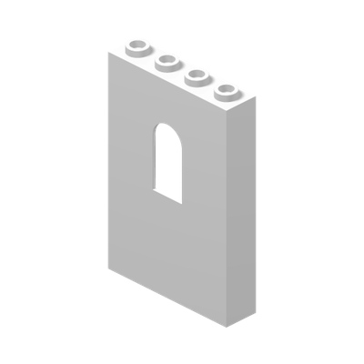 WALL 1X4X5 W/BOWED SLIT · LEGO 6336553 (réf. BrickLink 60808) · White (réf. BrickLink White)