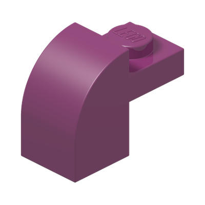 Slope, Curved 2 x 1 x 1 1/3 with Recessed Stud · Couleur BrickLink : Magenta