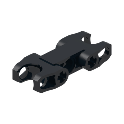 Technic, Axle and Pin Connector 2 x 5 with 2 Ball Joint Sockets, Closed Sides, Closed Axle Holes · Réf. BrickLink 61053 · Couleur BrickLink : Black