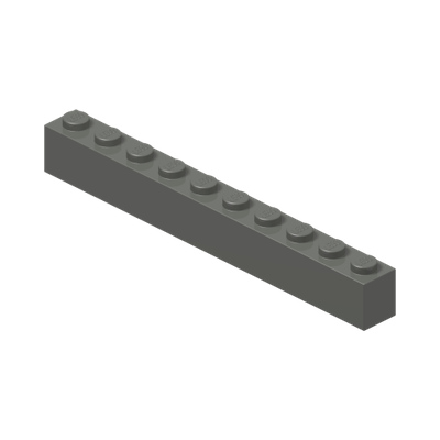 BRICK 1X10 · Dark Stone Grey (réf. BrickLink Dark Bluish Gray)