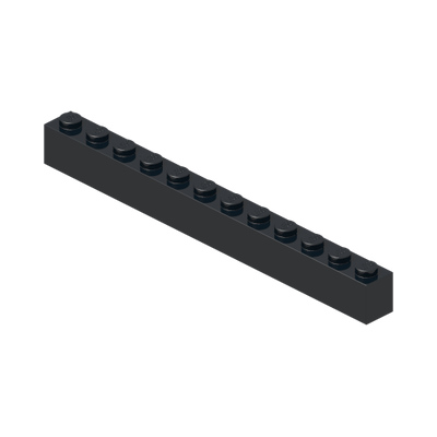 BRICK 1X12 · Black (réf. BrickLink Black)