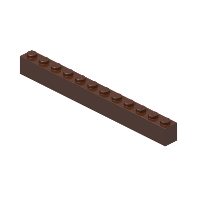 BRICK 1X12 · Reddish Brown (réf. BrickLink Reddish Brown)