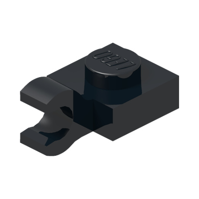 PLATE 1X1 W/HOLDER VERTICAL · Black (réf. BrickLink Black)