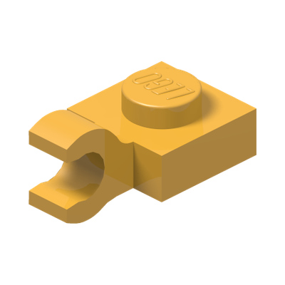 Plate, Modified 1 x 1 with Open O Clip (Horizontal Grip) · Couleur BrickLink : Bright Light Orange