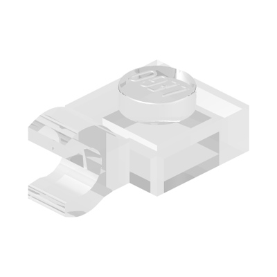 PLATE 1X1 W/HOLDER VERTICAL · Transparent (réf. BrickLink Trans-Clear)