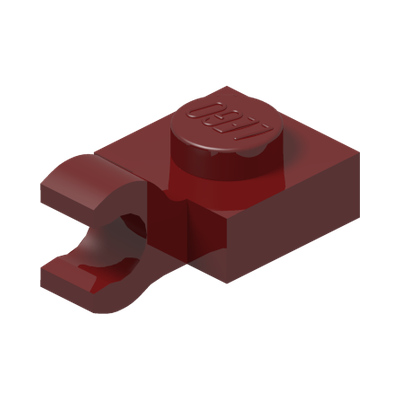 Plate, Modified 1 x 1 with Open O Clip (Horizontal Grip) · Couleur BrickLink : Dark Red