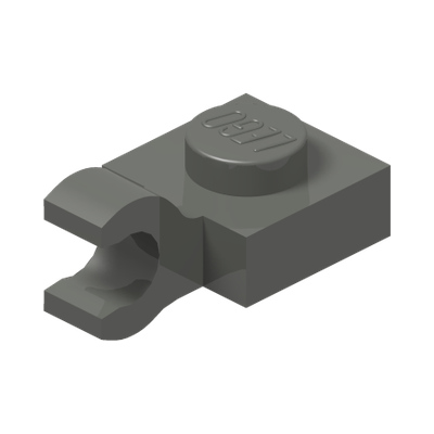 PLATE 1X1 W/HOLDER VERTICAL · Dark Stone Grey (réf. BrickLink Dark Bluish Gray)