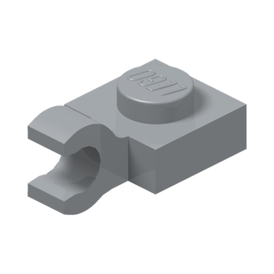PLATE 1X1 W/HOLDER VERTICAL · Medium Stone Grey (réf. BrickLink Light Bluish Gray)