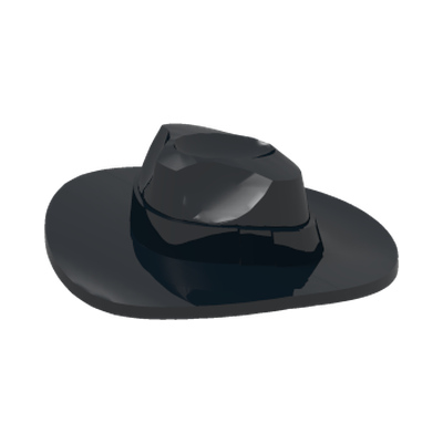 Minifigure, Headgear Hat, Wide Brim Outback Style (Fedora) · LEGO 4633178 (réf. BrickLink 61506) · Couleur BrickLink : Black