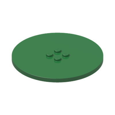 Tile, Round 8 x 8 with 4 Studs in Center · LEGO 617728 (réf. BrickLink 6177) · Dark Green (réf. BrickLink Green)
