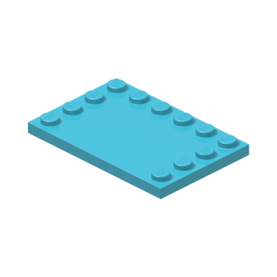 Tile, Modified 4 x 6 with Studs on Edges · Couleur BrickLink : Medium Azure