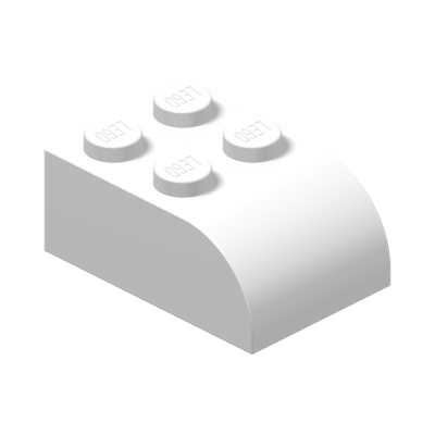 BRICK 2X3 W. ARCH · LEGO 621501 (réf. BrickLink 6215) · White (réf. BrickLink White)